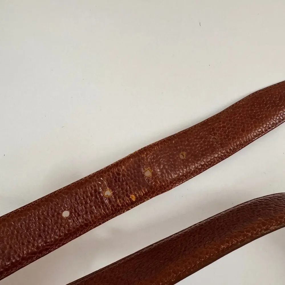 Vintage HUGO BOSS Calf Belt Brown Pebbled Leather Silver Buckle Size 100 USED